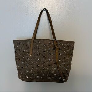 Brown Star-Studded Tote Bag